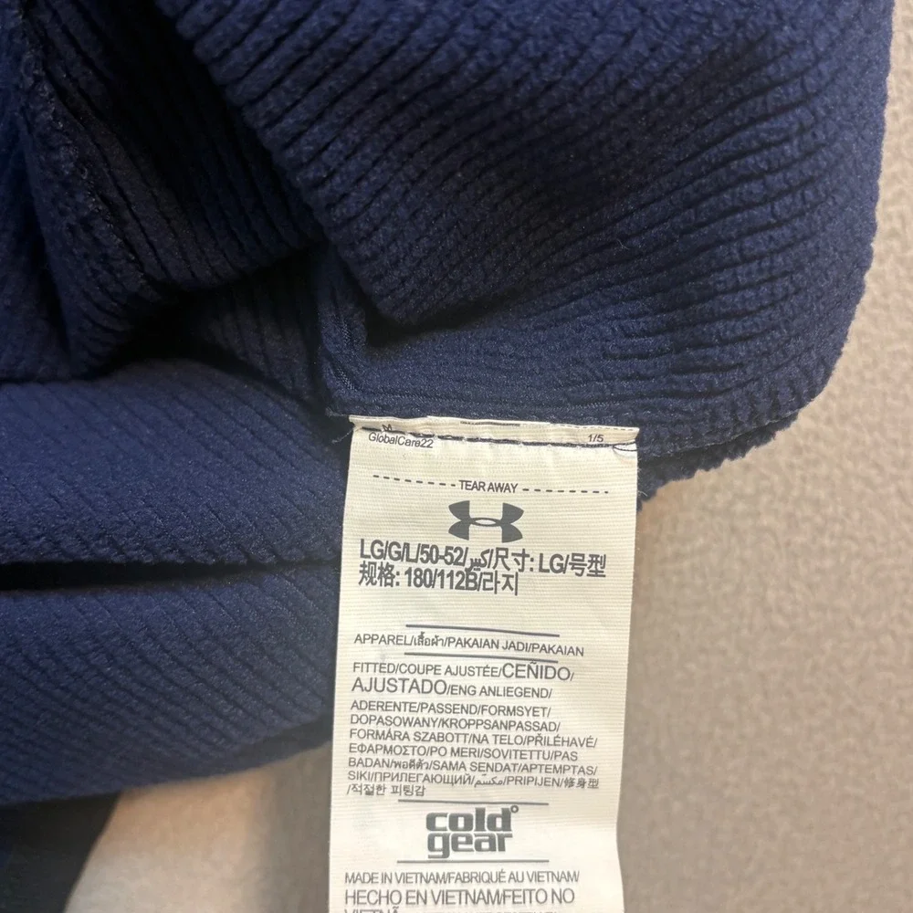 Under Armour ColdGear Reactor Mens Large Navy Blue 1/4 Zip Fitted Pullover Top